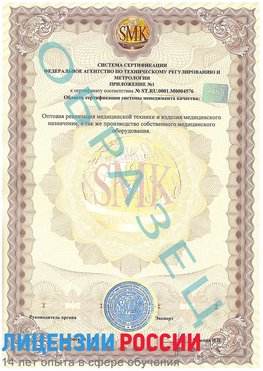 Образец сертификата соответствия (приложение) Заволжье Сертификат ISO 13485